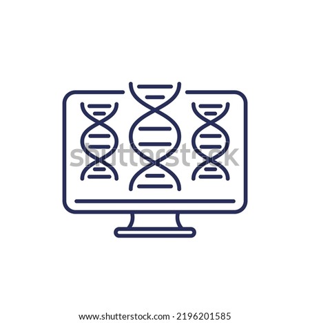bioinformatics line icon, analysis of biological data