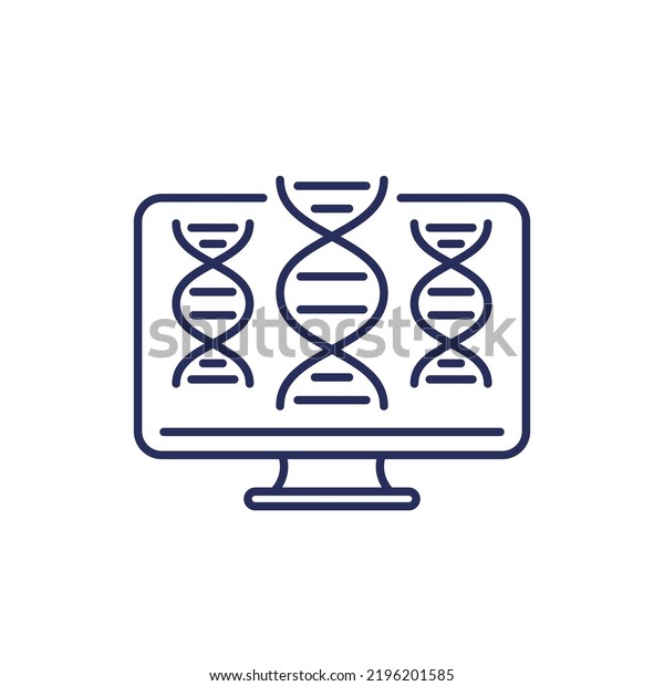 bioinformatics\
line icon, analysis of biological\
data