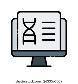 Vector de Bioinformática para Datos Genéticos y Tecnología Médica. Icono de análisis de ADN, ilustración biotecnológica, concepto de atención médica futurista