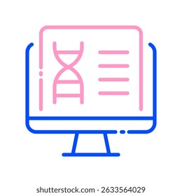 Vetor de Bioinformática para Dados Genéticos e Tecnologia Médica. Ícone de análise de DNA, ilustração biotecnológica, conceito futurista de assistência médica