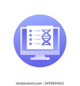 bioinformatics vector icon, analysis of biological data and dna