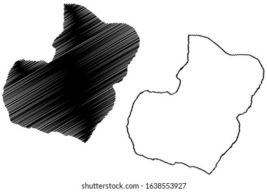 Bioko Sur (Republic of Equatorial Guinea, Provinces of Equatorial Guinea) map vector illustration, scribble sketch Bioko Sur Province (Bioko island) map