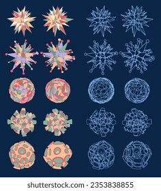 Biologic icon shapes for info-graphics.
Abstract shapes, organic unicellular organisms, EPS vector fills and outlines.
