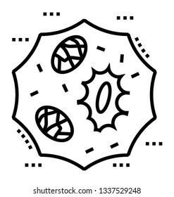 Biological body cell, line vector icon, 