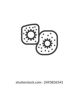 Biological Cells Line Icon. Lineares Style-Zeichen für mobiles Konzept und Webdesign. Symbol für die Vektorgrafik der Virenzellen in Gliederungsform. Symbol, Logo-Darstellung. Vektorgrafik-Grafiken