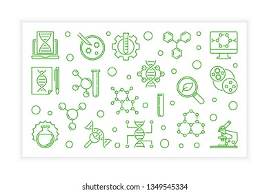 Biological Engineering vector creative linear horizontal illustration. Bio-engineering concept banner in outline style on white background