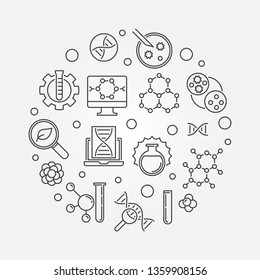 Biological Engineering vector round minimal illustration in thin line style