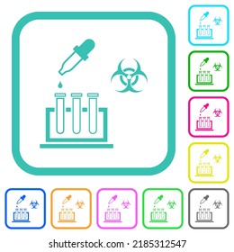 Biologisches Experiment: lebhafte, farbige Flachsymbole auf weißem Hintergrund