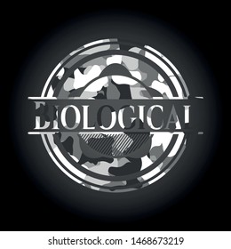 Biological grey camo emblem. Vector Illustration.