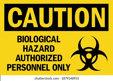 Biological Hazard Authorized Personnel Only Caution Stock Vector ...