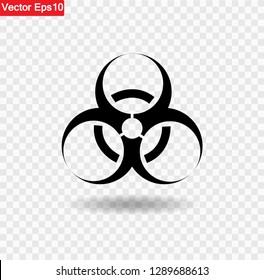 Biological Hazard Black Icon Isolated On Transparent Background Symbol ,Vector Illustration .EPS10 