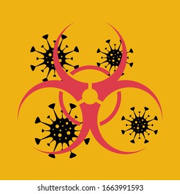 Biological hazard coronavirus 2019-nCoV. Risk disease outbreak coronaviruses influenza. Sign quarantine, coronavirus outbreak.