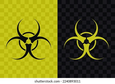 Biological hazard, high quality vector silhouette icon. Biohazard icon silhouette isolated on dark and light transparent backgrounds, Biohazard symbol.