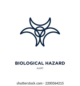 biological hazard icon from alert collection. Thin linear biological hazard, virus, medical outline icon isolated on white background. Line vector biological hazard sign, symbol for web and mobile
