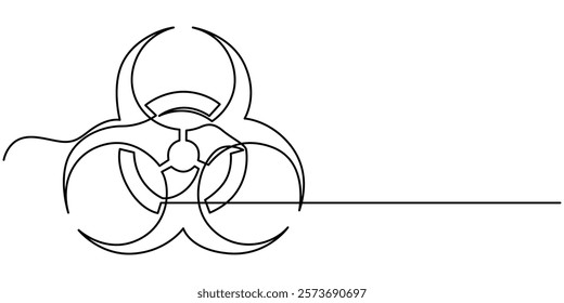 Biological hazard symbol. Icon for design. Easily editable, continuous one line drawing, Biohazard icon logo sign vector outline, Biological hazard symbol. Icon for design. Blank, white and black.