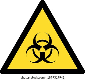 Icono de advertencia de peligros biológicos con estilo plano. Icono de advertencia de peligro biológico vectorial aislado en un fondo blanco.