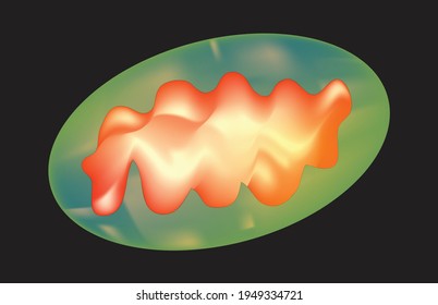 Biological illustration of transparent mitochondria in black background, oxysomes in mitochondria, atp producing organelles, krebs cycle organelles, krebs cycle in mitochondria animation, intermembran