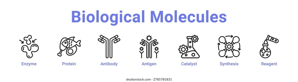 Biological Molecules web icon banner and collection