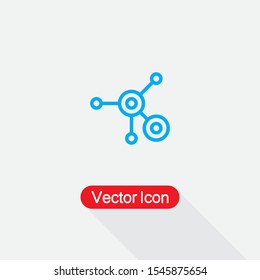 Biological Network Symbol, Atom Icon, Element Of Bio Engineering Vector Illustration Isolated On Light Gray Background Eps10