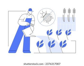 Biological pest control isolated cartoon vector illustrations. Farmer gets rid of pests in the field, modern agriculture, organic farming, harvest safety, plant disease vector cartoon.