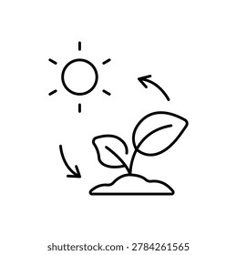Biological Photosynthesis Leaf Process Line Icon: Oxygen Production