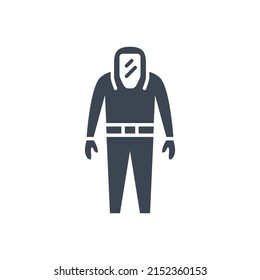 Biological Protection Suit related vector glyph icon. Biological Protection Suit sign. Isolated on white background. Editable vector illustration