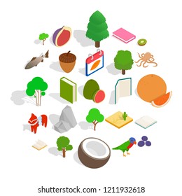 Biological science icons set. Isometric set of 25 biological science vector icons for web isolated on white background