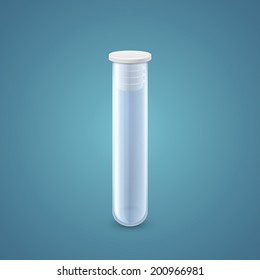 Biological test tube with stopper isolated on blue background
