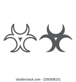 Biological threat line and glyph icon, alert and symbol, biohazard sign, vector graphics, a linear pattern on a white background, eps 10.