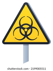 Biological threat - modern flat design style single isolated object. Neat detailed image of yellow sign that attracts attention, meaning danger to life. Threat, problem, deadly, chemical and toxic