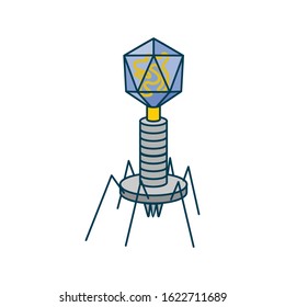 biological virus Bacteriophage in plain white background Vector illustration