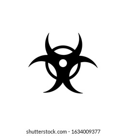 Biological warning icon  in black flat shape design isolated on white background