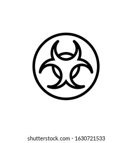 Biological warning icon  in linear, outline style isolated on white background