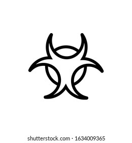 Biological warning icon  in linear, outline style isolated on white background