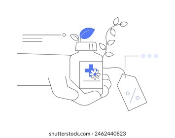 Biologically active additives abstract concept vector illustration. Chemist selling dietary supplements in drugstore, pharmaceutics sector, natural active substances retail abstract metaphor.