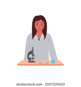 Biologist, Women Career Flat Vector Illustration