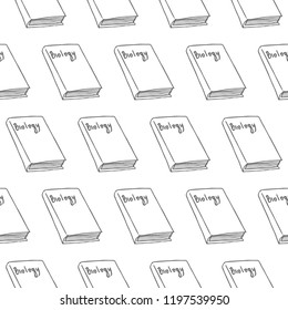 biology book seamless pattern isolated on white background