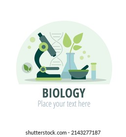 Biology And Botany Science Concept. Microscope And Other Objects