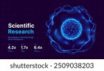 Biology Cell Scientific Medical Research Background. Science Blue Cells Backdrop with Depth of Field Blur Particles Effect. Futuristic Plant Microbiology. Blue Virus Cells Vector Illustration.