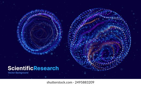 Biology Cell Scientific Medical Research Background. Science Blue Cells Backdrop with Depth of Field Blur Particles Effect. Futuristic Plant Microbiology. Blue Virus Cells Vector Illustration.