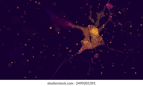 Biology Cell Scientific Medical Research Background. Science Blue Cells Backdrop with Depth of Field Blur Particles Effect. Futuristic Plant Microbiology. Blue Virus Cells Vector Illustration.