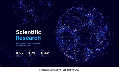 Biologia Célula Pesquisa Médica Científica. Ciência Blue Cells Fundo com Profundidade de campo Borrar Partículas Efeito. Microbiologia Vegetal Futurista. Ilustração Vetorial de células de vírus azuis.