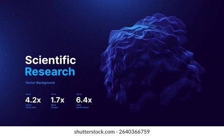 Biology Cell Scientific Medical Research Background. Science Blue Cells Backdrop with Depth of Field Blur Particles Effect. Futuristic Plant Microbiology. Blue Virus Cells Vector Illustration.
