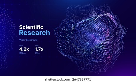 Biologia Célula Pesquisa Médica Científica. Ciência Blue Cells Fundo com Profundidade de campo Borrar Partículas Efeito. Microbiologia Vegetal Futurista. Ilustração Vetorial de células de vírus azuis.