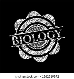 Biology chalkboard emblem on black board