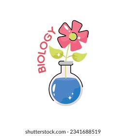 Biology doodle vector filled outline Sticker. EPS 10 file