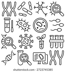 Biology Essentials Icon Set Outline Style (Part 1)