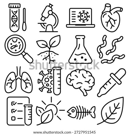 Biology Essentials Icon Set Outline Style (Part 2)