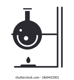 máscara de biología y elemento de ciencia de quemador silueta estilo icono ilustración vectorial