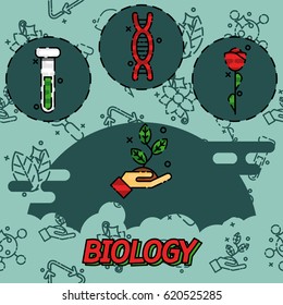 Biology flat concept icons